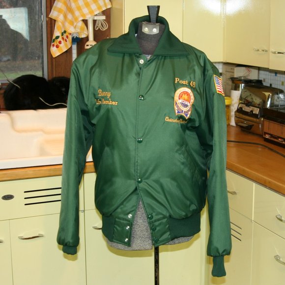 Vintage Windbreaker AMVETS Post Jacket Club Coat - Picture 1 of 5